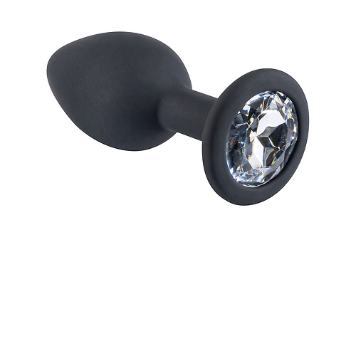 Черная силиконовая пробка с прозрачным кристаллом S