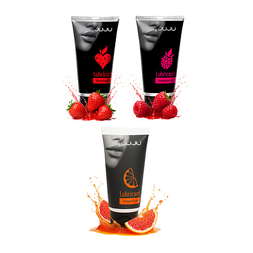 Сет съедобных лубрикантов JUJU  клубника, малина, грейпфрут, 3х50ml