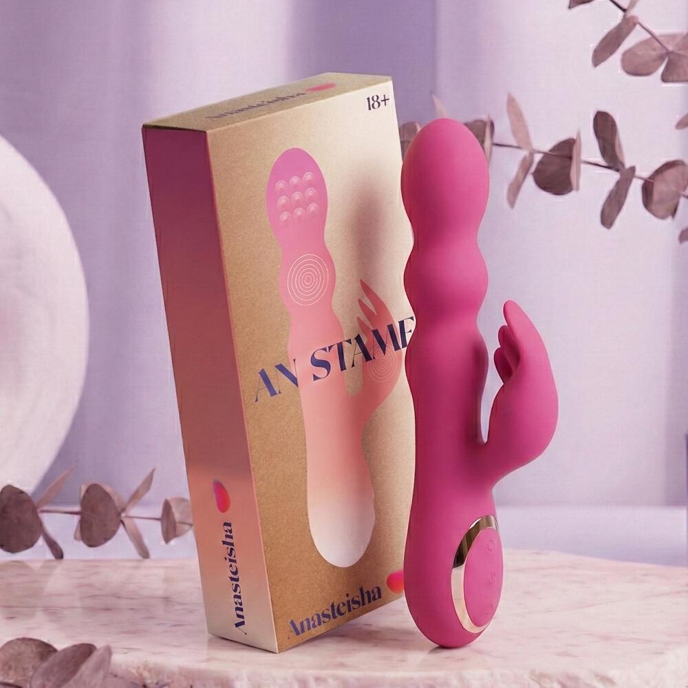 Фотография Оригинальный вибратор-кролик AN Stamen с массажем бусинами