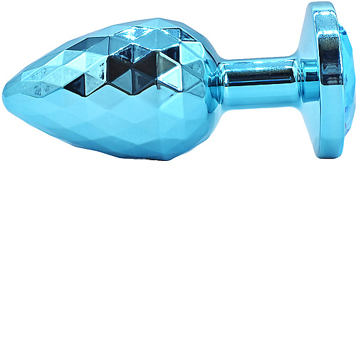 Голубая алюминивая текстурная анальная пробка Large