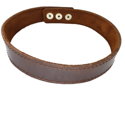 Ошейник кожаный коричневый узкий 25 мм