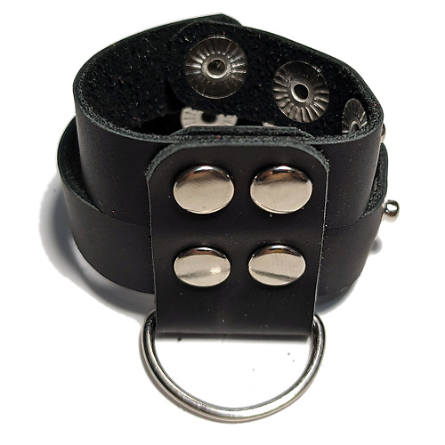 Сбруя для члена кожаная чёрная с креплением для поводка