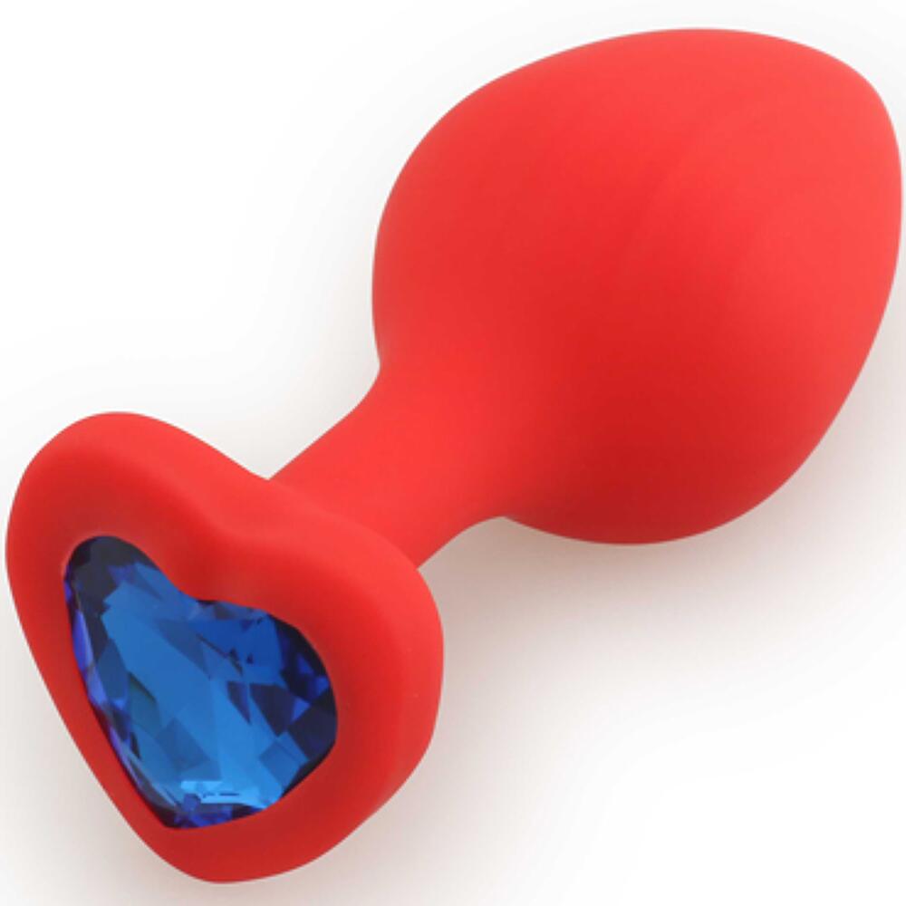 Фотография Анальная пробка Play Secrets Silicone Butt Plug Heart Shape Medium, красный синий