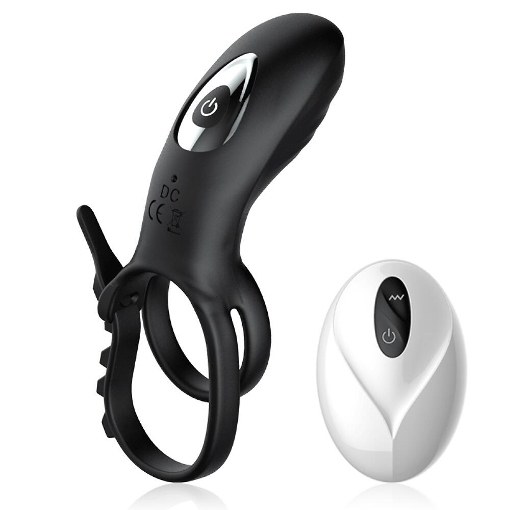 Фотография Эрекционное кольцо с вибрацией и утяжкой под мошонку на пульте ДУ